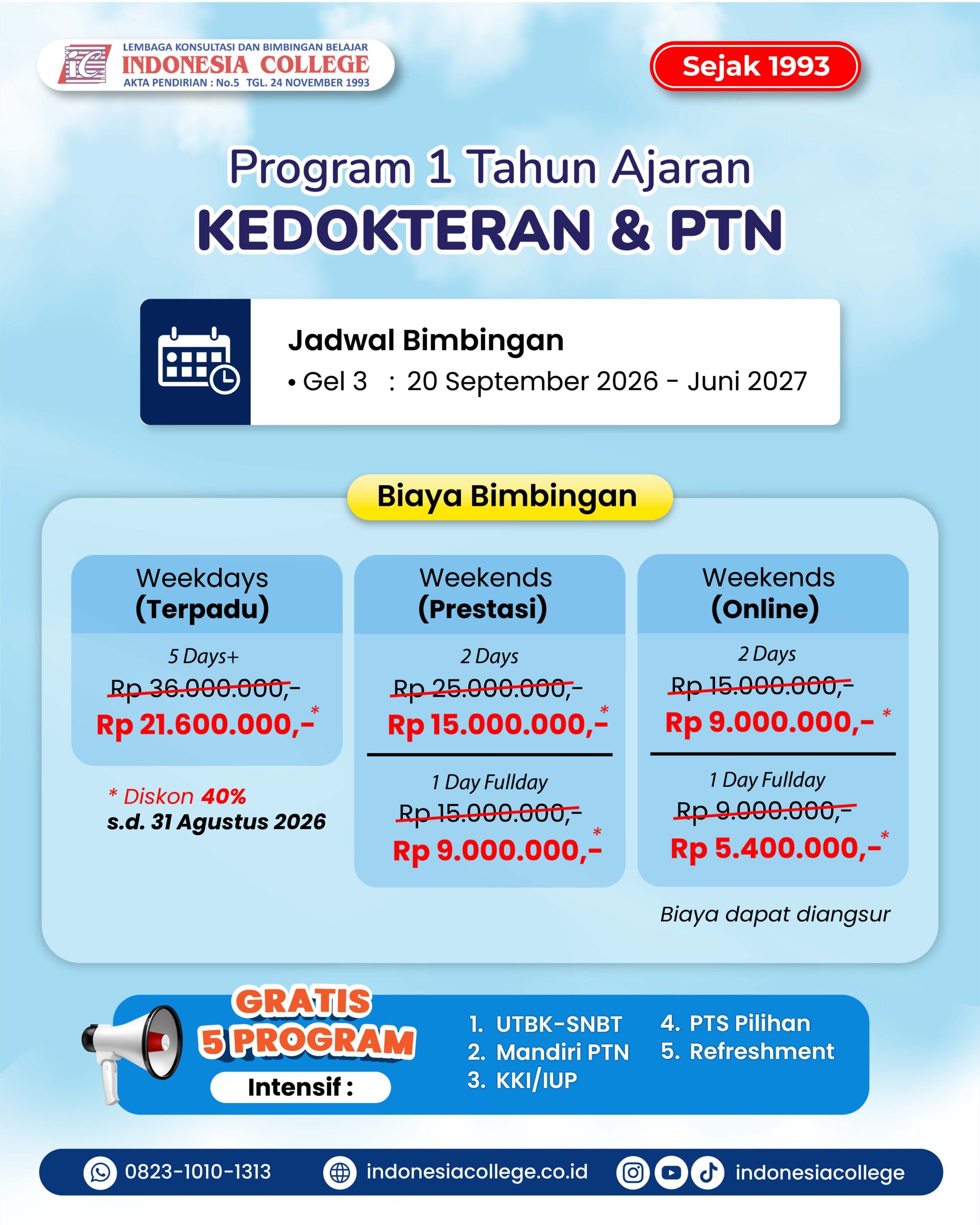 Bimbel Kedokteran 1 Tahun Ajaran 2026 by Indonesia College